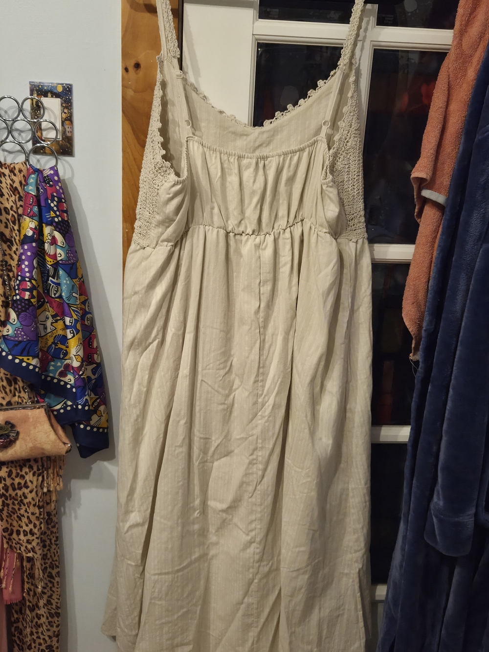 Boho Crochet-Trim Maxi Dress in Cream